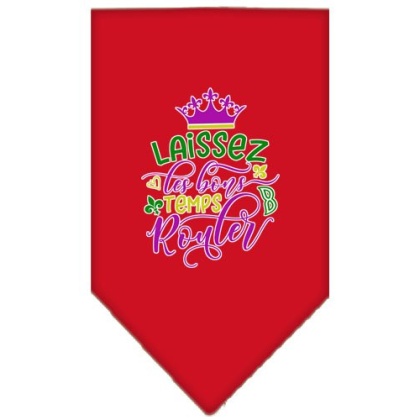 Laissez Les Bons Temps Rouler Screen Print Mardi Gras Bandana Red Large
