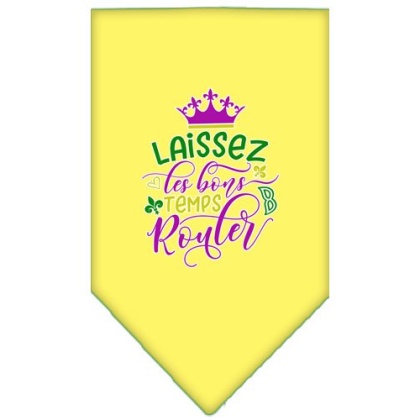 Laissez Les Bons Temps Rouler Screen Print Mardi Gras Bandana Yellow Large
