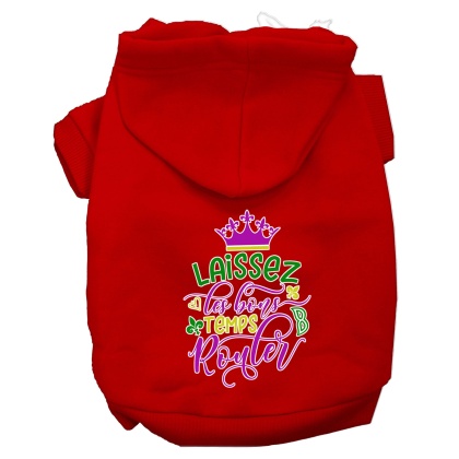 Laissez Les Bons Temps Rouler Screen Print Mardi Gras Dog Hoodie Red L