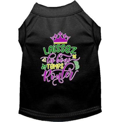 Laissez Les Bons Temps Rouler Screen Print Mardi Gras Dog Shirt Black Lg