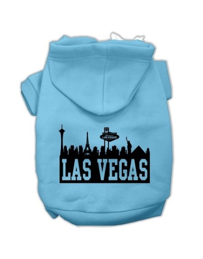 Las Vegas Skyline Screen Print Pet Hoodies Baby Blue Size Lg