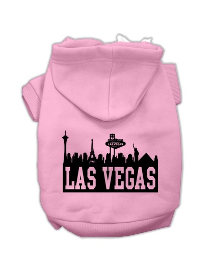 Las Vegas Skyline Screen Print Pet Hoodies Light Pink Size Lg