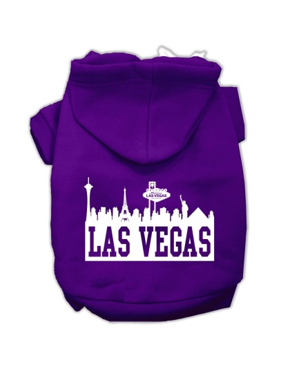 Las Vegas Skyline Screen Print Pet Hoodies Purple Size Lg