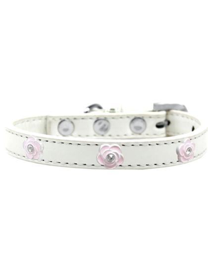 Light Pink Rose Widget Dog Collar White Size 10