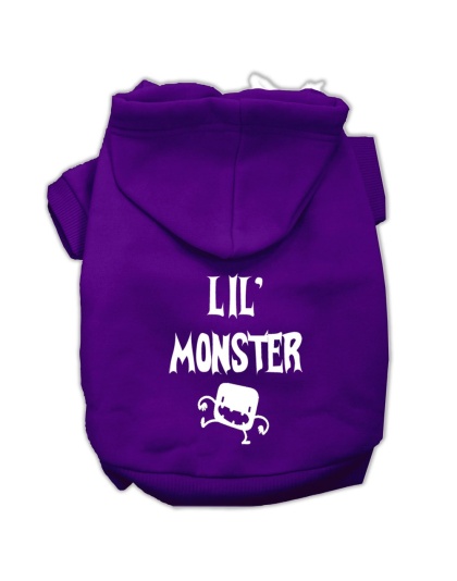 Lil Monster Screen Print Pet Hoodies Purple Size Lg