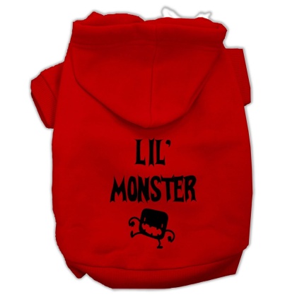 Lil Monster Screen Print Pet Hoodies Red Size Lg
