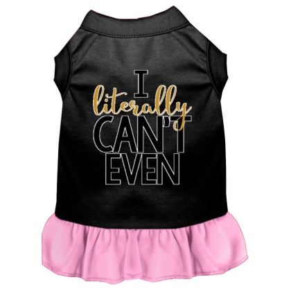 Literally Can't Even Screen Print Dog Dress Black with Light Pink Lg