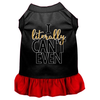 Literally Can't Even Screen Print Dog Dress Black with Red Lg