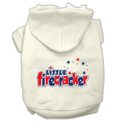 Little Firecracker Screen Print Pet Hoodies Cream Size L