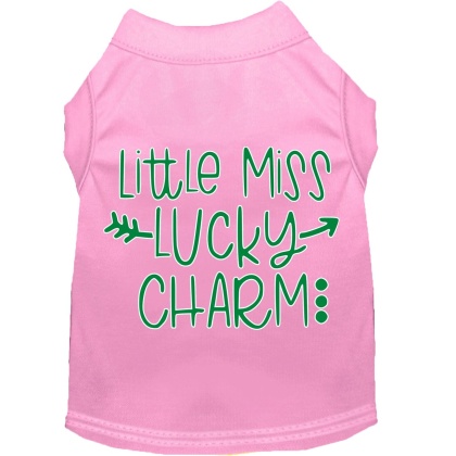 Little Miss Lucky Charm Screen Print Dog Shirt Light Pink Lg
