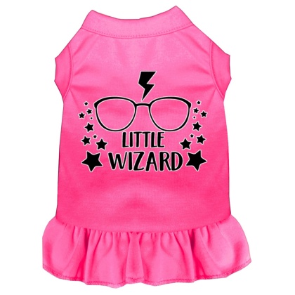Little Wizard Screen Print Dog Dress Bright Pink 4X (22)