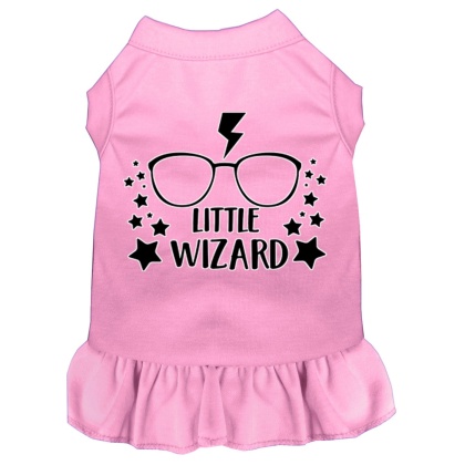 Little Wizard Screen Print Dog Dress Light Pink 4X (22)