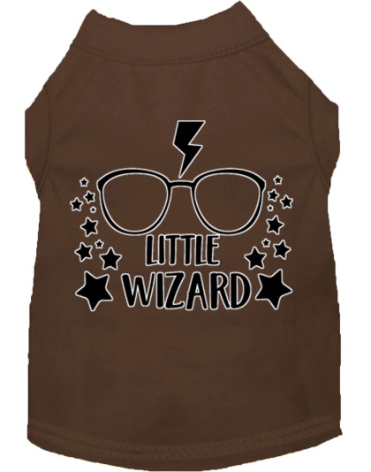 Little Wizard Screen Print Dog Shirt Brown Lg