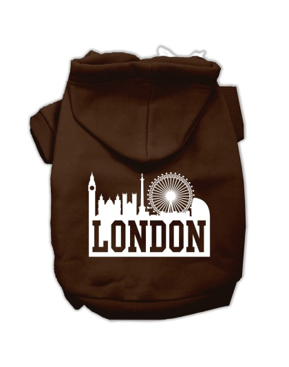 London Skyline Screen Print Pet Hoodies Brown Size Lg