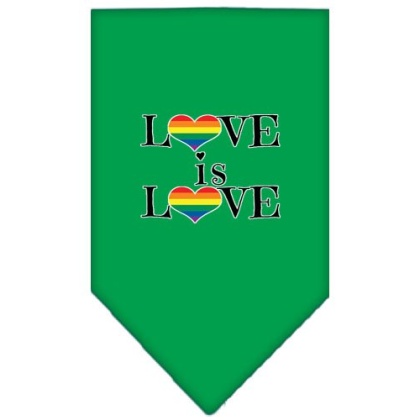 Love is Love Screen Print Bandana Emerald Green Large
