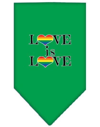 Love is Love Screen Print Bandana Emerald Green Large