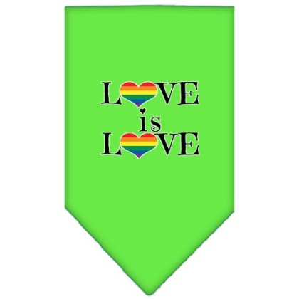 Love is Love Screen Print Bandana Lime Green Large