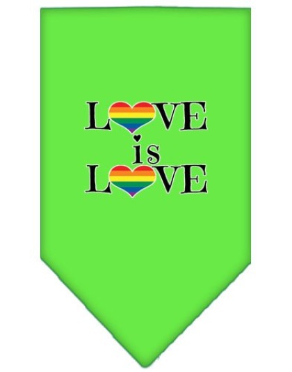 Love is Love Screen Print Bandana Lime Green Large