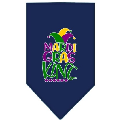 Mardi Gras King Screen Print Mardi Gras Bandana Navy Blue large