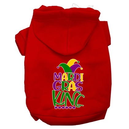Mardi Gras King Screen Print Mardi Gras Dog Hoodie Red L