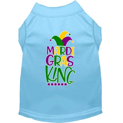 Mardi Gras King Screen Print Mardi Gras Dog Shirt Baby Blue Lg