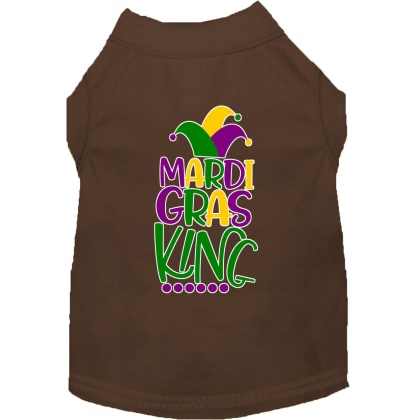 Mardi Gras King Screen Print Mardi Gras Dog Shirt Brown Lg
