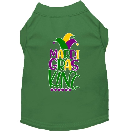 Mardi Gras King Screen Print Mardi Gras Dog Shirt Green Lg