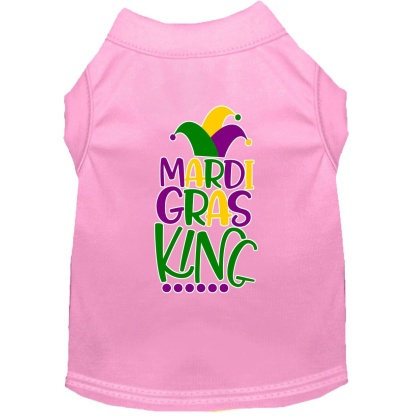 Mardi Gras King Screen Print Mardi Gras Dog Shirt Light Pink Lg