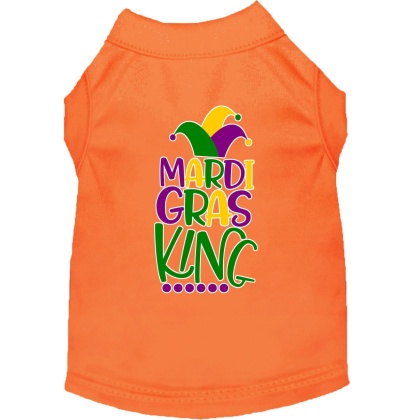 Mardi Gras King Screen Print Mardi Gras Dog Shirt Orange Lg
