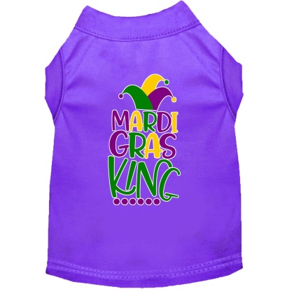 Mardi Gras King Screen Print Mardi Gras Dog Shirt Purple Lg