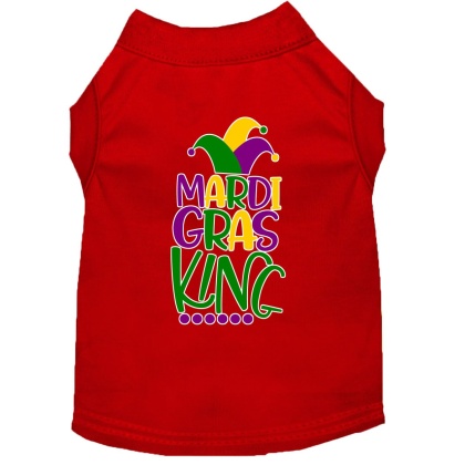 Mardi Gras King Screen Print Mardi Gras Dog Shirt Red Lg