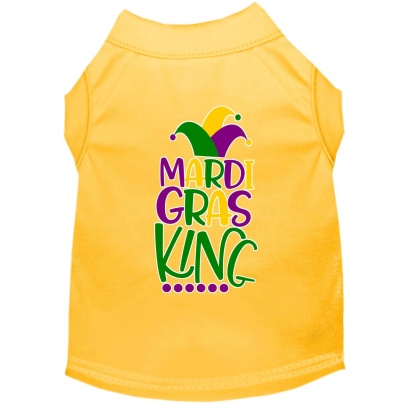 Mardi Gras King Screen Print Mardi Gras Dog Shirt Yellow Lg