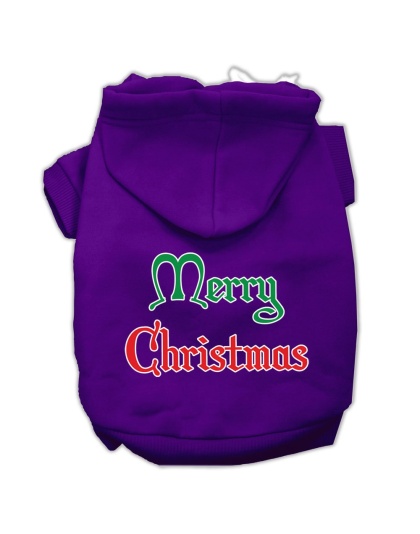 Merry Christmas Screen Print Pet Hoodies Purple Size Lg