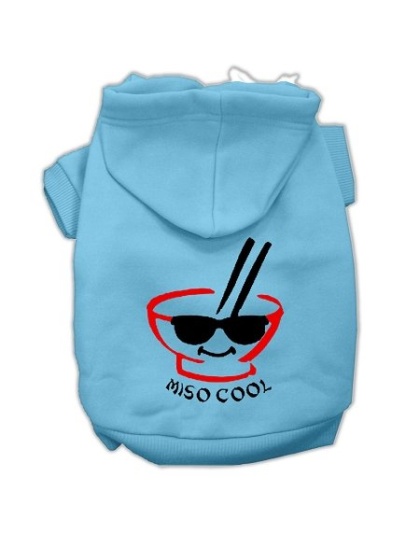 Miso Cool Screen Print Pet Hoodies Baby Blue Size Lg