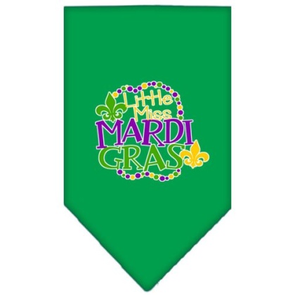 Miss Mardi Gras Screen Print Mardi Gras Bandana Emerald Green Large