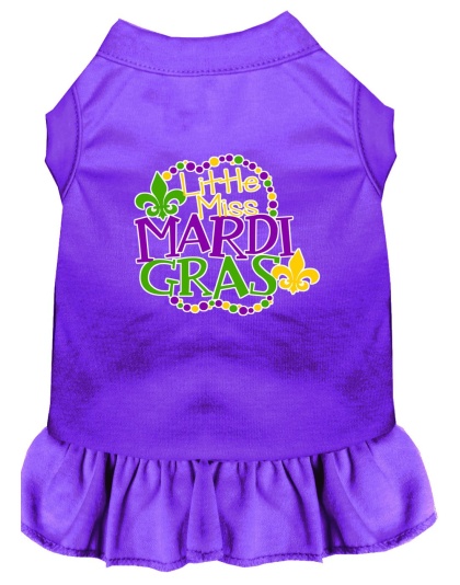 Miss Mardi Gras Screen Print Mardi Gras Dog Dress Purple 4X