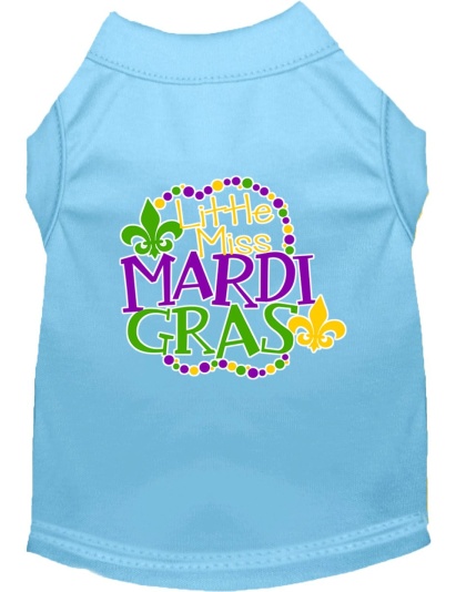 Miss Mardi Gras Screen Print Mardi Gras Dog Shirt Baby Blue Lg