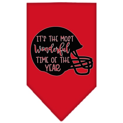 Most Wonderful Time of the Year (Football) Screen Print Bandana Red Large