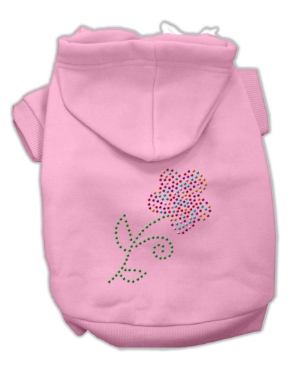 Multi-Colored Flower Rhinestone Hoodie Pink L