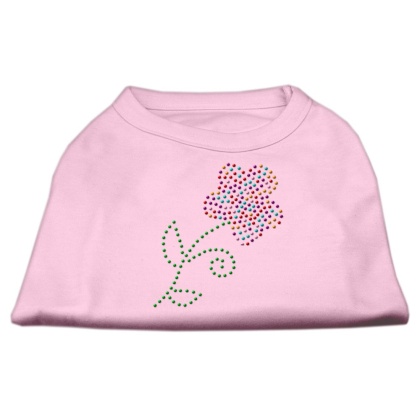 Multi-Colored Flower Rhinestone Shirt Light Pink L
