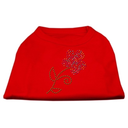 Multi-Colored Flower Rhinestone Shirt Red L