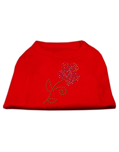 Multi-Colored Flower Rhinestone Shirt Red L
