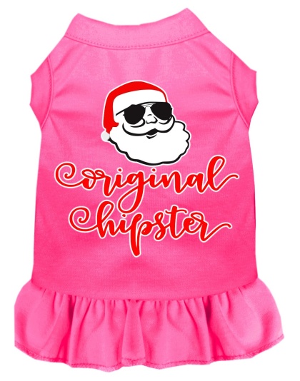 Original Hipster Screen Print Dog Dress Bright Pink 4X (22)