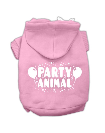 Party Animal Screen Print Pet Hoodies Light Pink Size Lg
