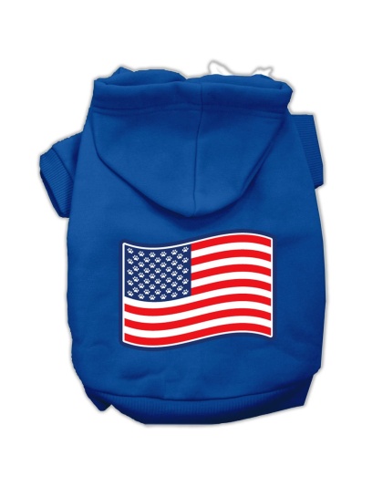 Paws and Stripes Screen Print Pet Hoodies Blue Size Lg