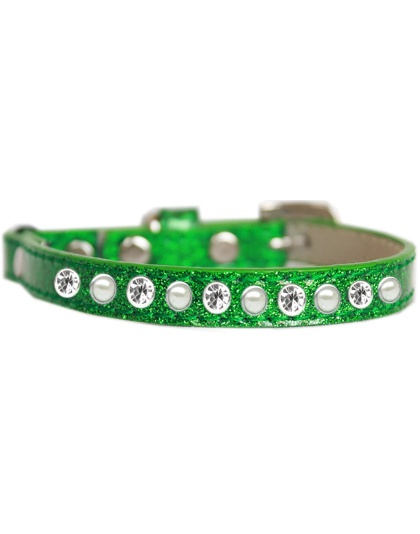 Pearl and Clear Jewel Ice Cream Cat safety collar Emerald Green Size 10