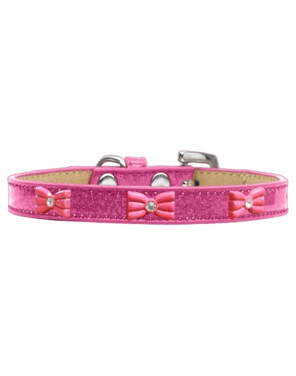 Pink Glitter Bow Widget Dog Collar Pink Ice Cream Size 10