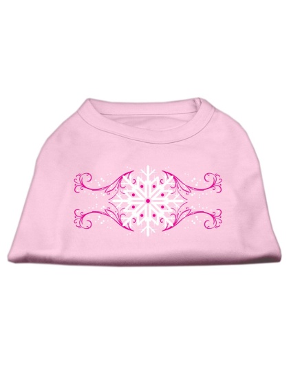 Pink Snowflake Swirls Screenprint Shirts Light Pink L
