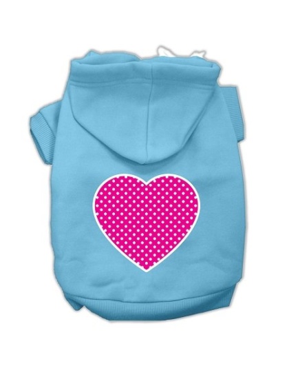 Pink Swiss Dot Heart Screen Print Pet Hoodies Baby Blue Size Lg