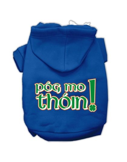 Pog Mo Thoin Screen Print Pet Hoodies Blue Size Lg